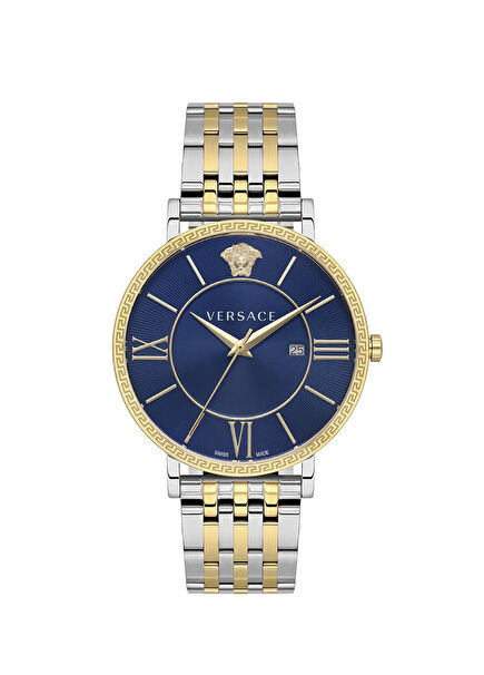 VRSCVENCA0324 Gold Tone Metallic Grey Steel Unisex Wristwatch