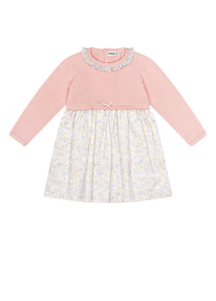 Pink Collar Ruffle Detailed Knitwear Baby Girl Dress