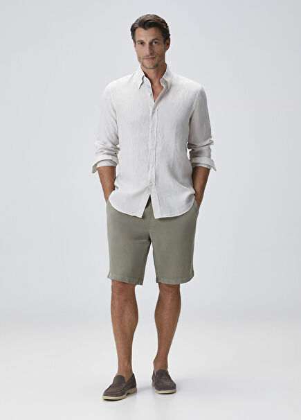 Green Waist Corded Lyocell Bermuda