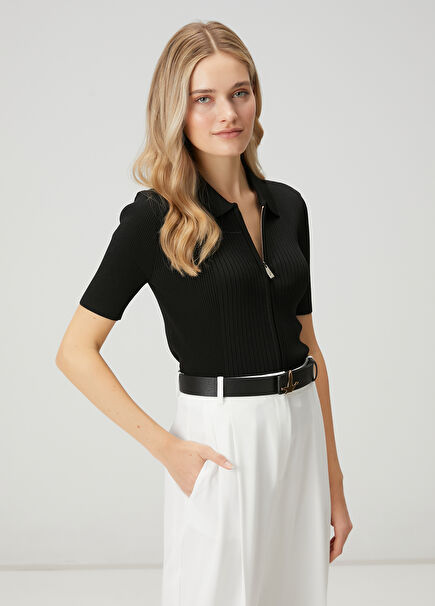 Black Fitted Knit Cardigan