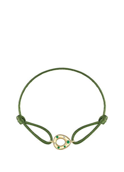 Yeşil Safir ve Pırlanta Taşlı Kadın Altın Bileklik