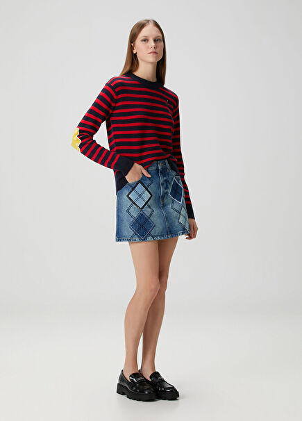 Açık Mavi Jean Mini Etek