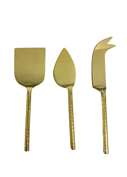 Matte Gold 3 Piece Cheese Set