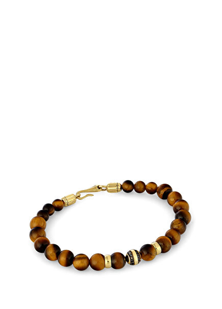 Black Diamond Mens 14K Gold Bracelet