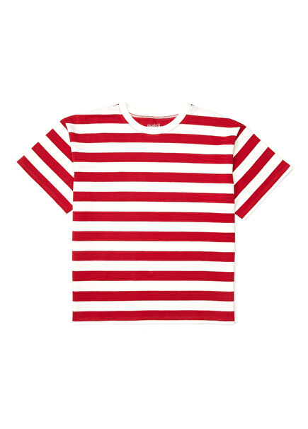Kırmızı Beyaz Çizgili Kız Çocuk T-shirt