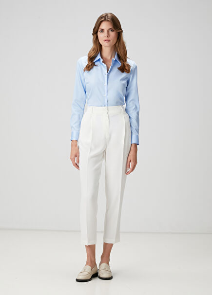 Off-White Crepe Carrot Pants