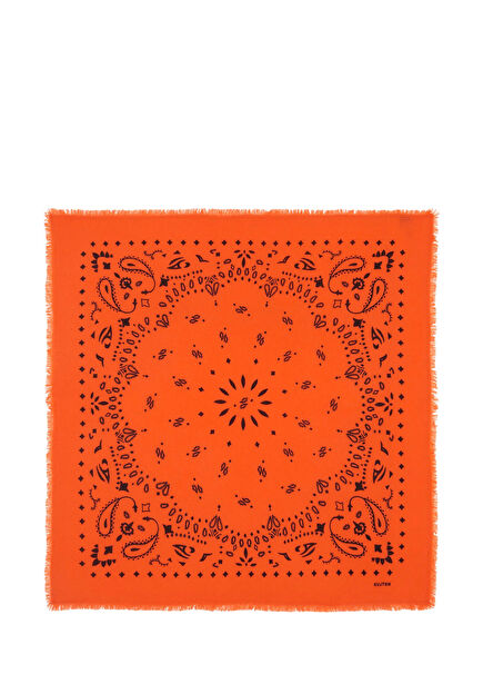 Turuncu Siyah Kadın Kaşmir Şal