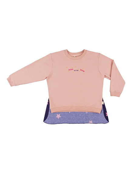 Pelerin Detaylı Somon Rengi Kız Çocuk Sweatshirt