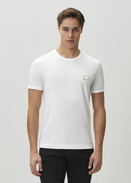White Logo Detailed T-Shirt