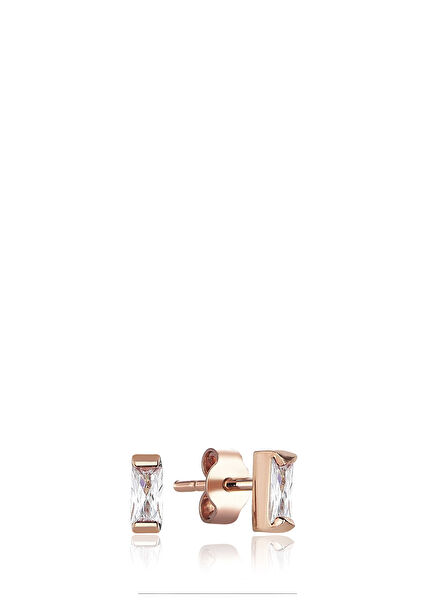 Baguette Swarovski Stone 14K Rose Gold Women's Earrings
