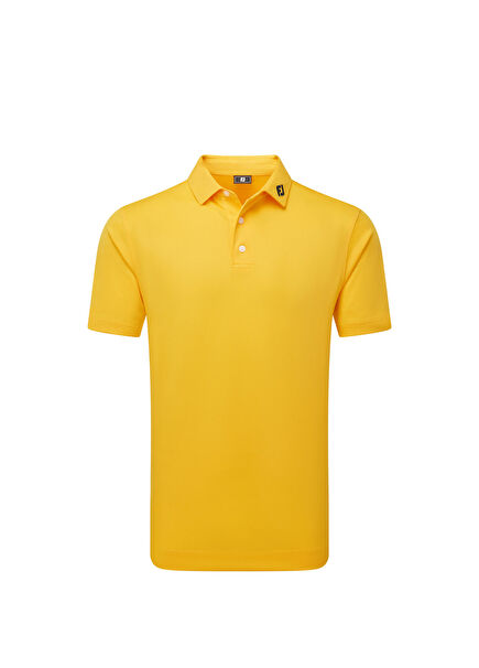 Stretch Pique Solid Taxi Sarı Kısa Kollu Erkek Golf T-Shirt