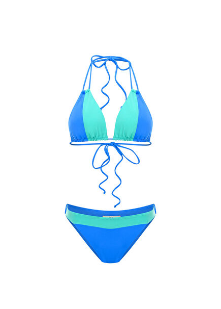 Mila Mavi Yeşil Çift Askılı Kadın Bikini Takımı