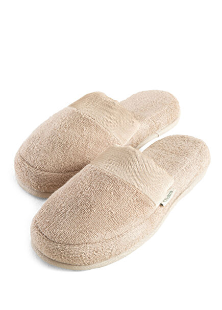 Floss Bej Pamuk Unisex Ev Terliği