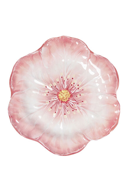 Botanica Çiçek Desenli Pembe Melamin Servis Tabağı 28 cm
