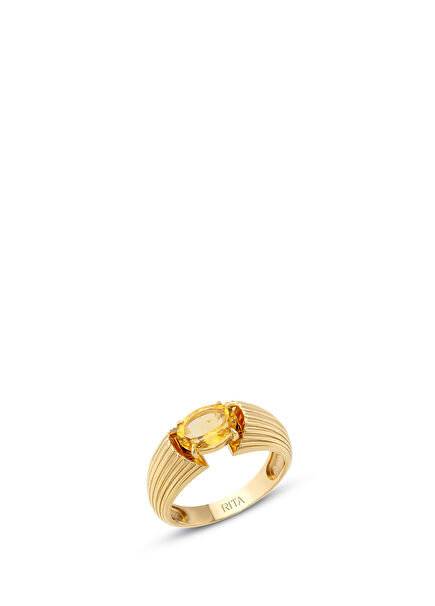 Citrine Gemstone Heirloom Kadın Altın Yüzük