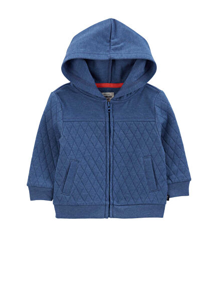 Blue Zipper Hooded Baby Boy Jacket