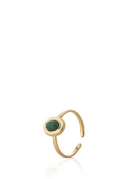 Lisa Gold Emerald Green Natural Stone Gold Plated Steel Women Ring