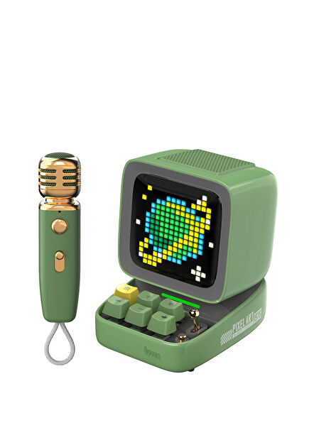 Ditoo-Mic Yeşil Karaoke Mikrofonlu Uyarlanabilir Piksel Ekranlı Bluetooth Hoparlör