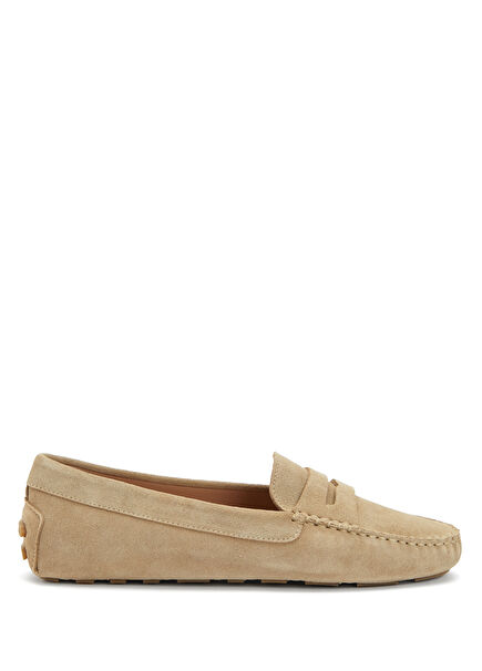 Bej Kadın Süet Loafer
