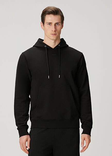 Rubber Siyah Kapüşonlu Sweatshirt