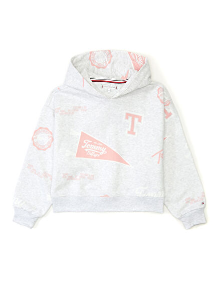 Grey Hooded Girls Sweatshirt