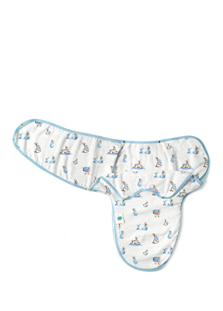 %100 Pamuk Bebe Lapin Mavi Müslin Bebek Hazır Kundak