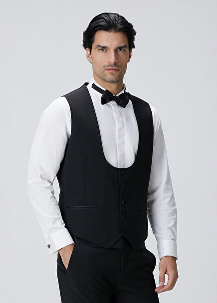 Black Wool Blend Vest