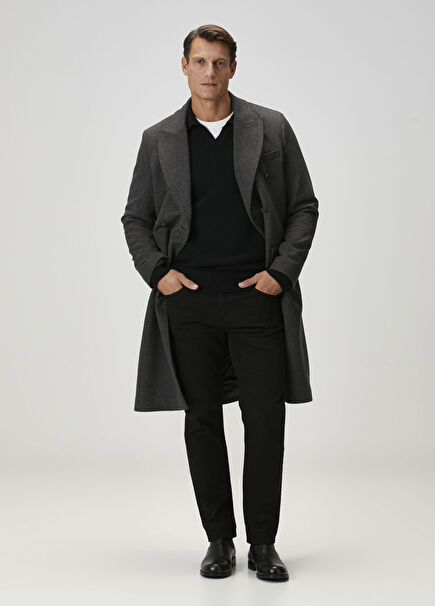 Loro Piana Antrasit Kruvaze Yün Palto