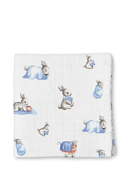 %100 Pamuk Bébé Lapin Müslin Erkek Bebek Örtüsü 120x120 cm