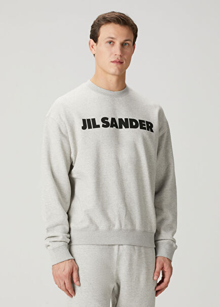 Gri Logo Baskılı Sweatshirt
