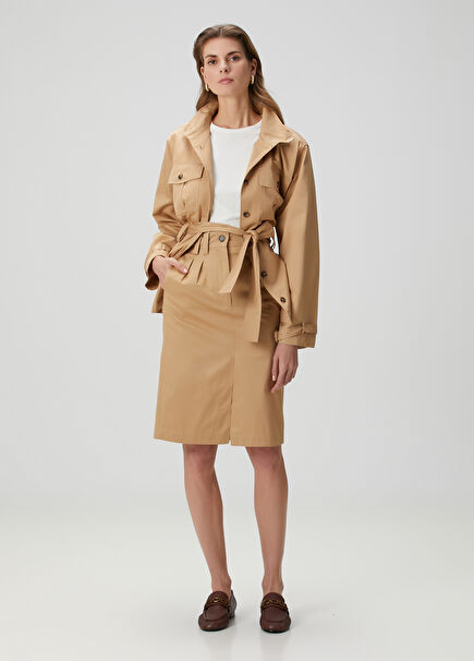 Camel Midi Skirt
