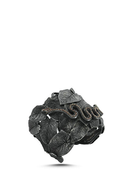 Leaf & Serpent Gümüş ve Kristal Kadın Bileklik