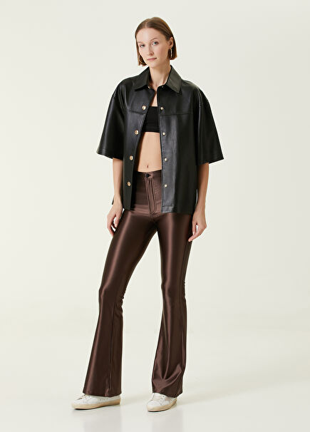 Sophie Flared Shiny Brown Pants