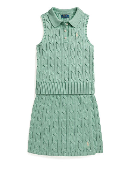 Green Braided Pattern Girls' 2-Piece Set