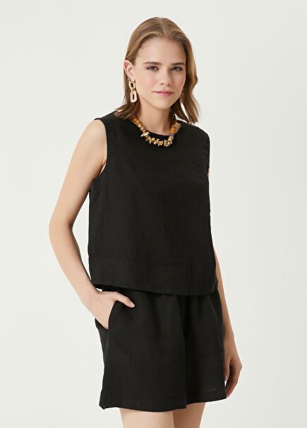 Black Linen Blouse