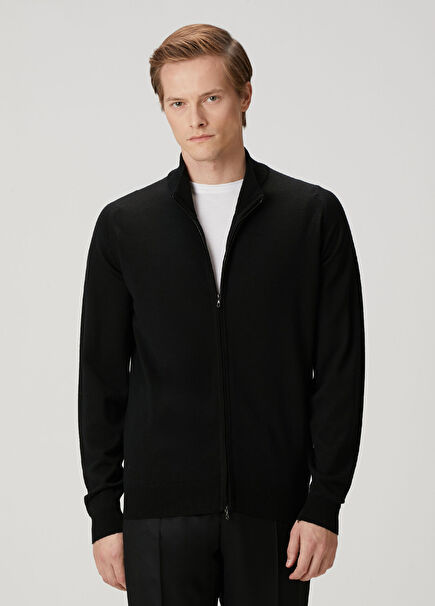Claygate Black Wool Knit Cardigan