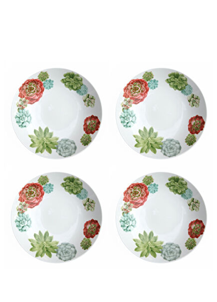 Taitu Desert Rose Desenli Fine Bone Porselen 4'lü Yemek Tabağı Seti