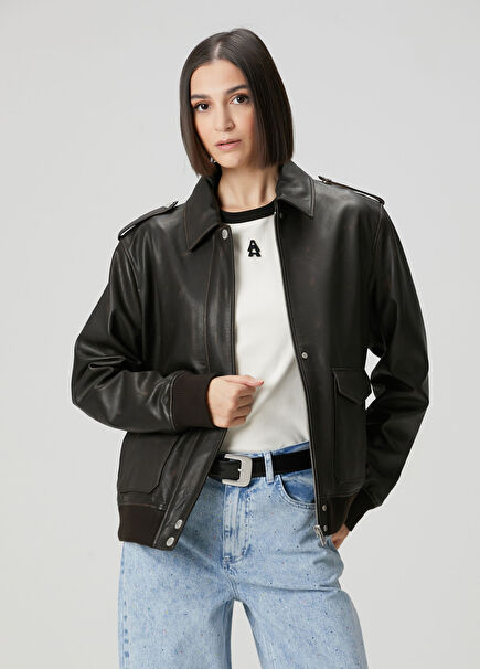 Kahverengi Eskitme Deri Mont