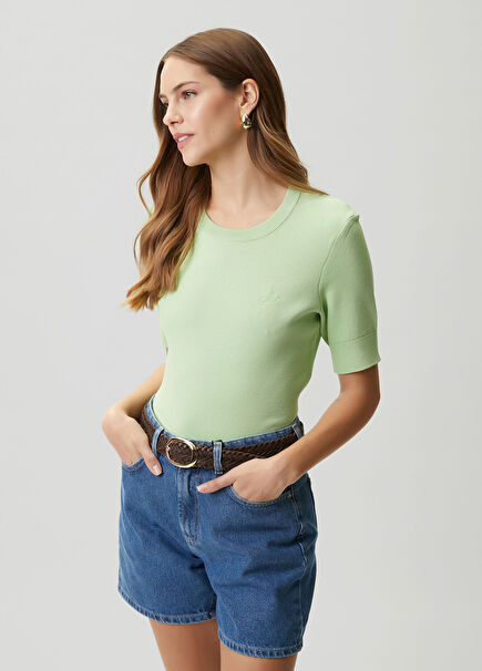 Blue Piqué Textured Sweater