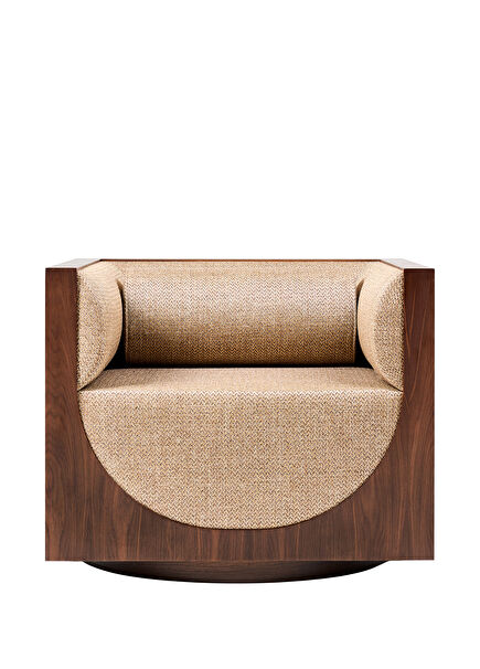 Cube Lounge Beige Walnut Armchair