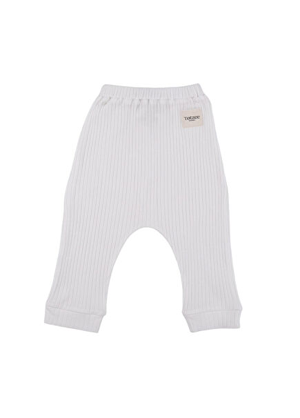 Ekru Fitilli Unisex Bebek Pantolon 