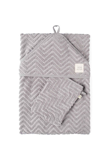 Grey Organic Cotton Newborn Swaddle Towel Pouch Set