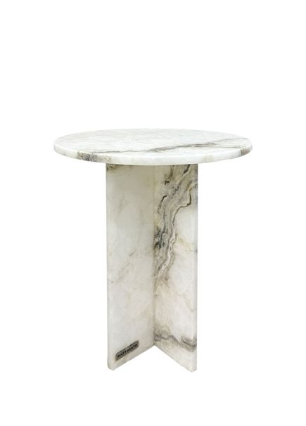 White Onyx Gummy Marble Side Table