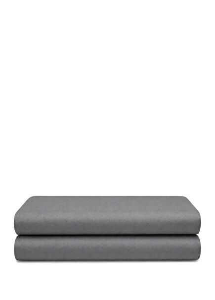 Soho Grey Cotton Percale Double Bed Sheet 240 x 260 cm