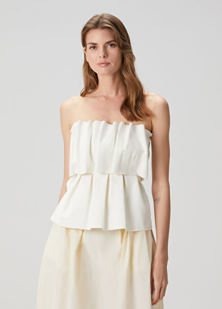 White Pleat Detailed Blouse