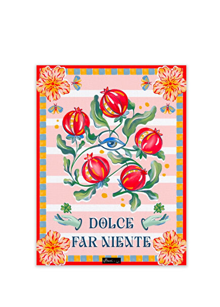 Dolce Far Niente Nar Desenli Renkli Pamuk Polyester Mutfak Havlusu 45 x 60 cm