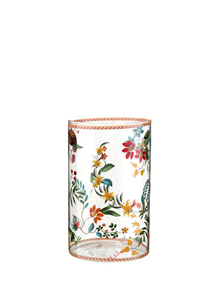 Berry Blues Patterned Clear Glass Water Cup