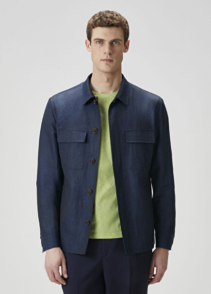 Navy Blue Wool Outer Shirt
