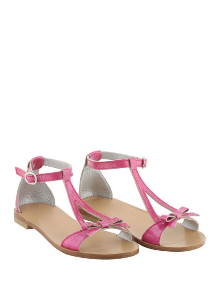Fuchsia Girls Leather Sandals with Ankle Buckle