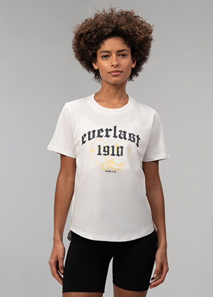 Graphic Boxing Collection Beyaz Comfort Fit Kısa Kollu Kadın T-Shirt